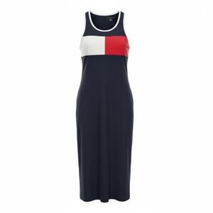 Tommy Hilfiger Maxi Tank Sleeveless Dress Red White Blue Classic Flag Logo M